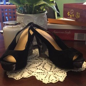 Diba Black Suede Wedges